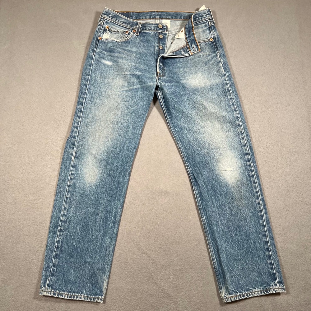 Levis 501xx Mens Jeans 35x33 (Fits 32x30) Blue Denim Button Fly Shrink To Fit